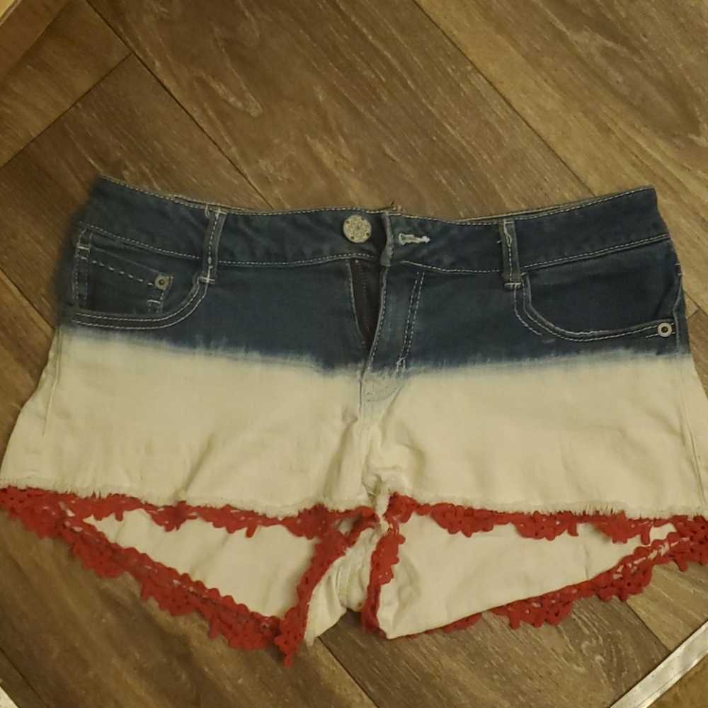 Red White And Blue Denim Shorts